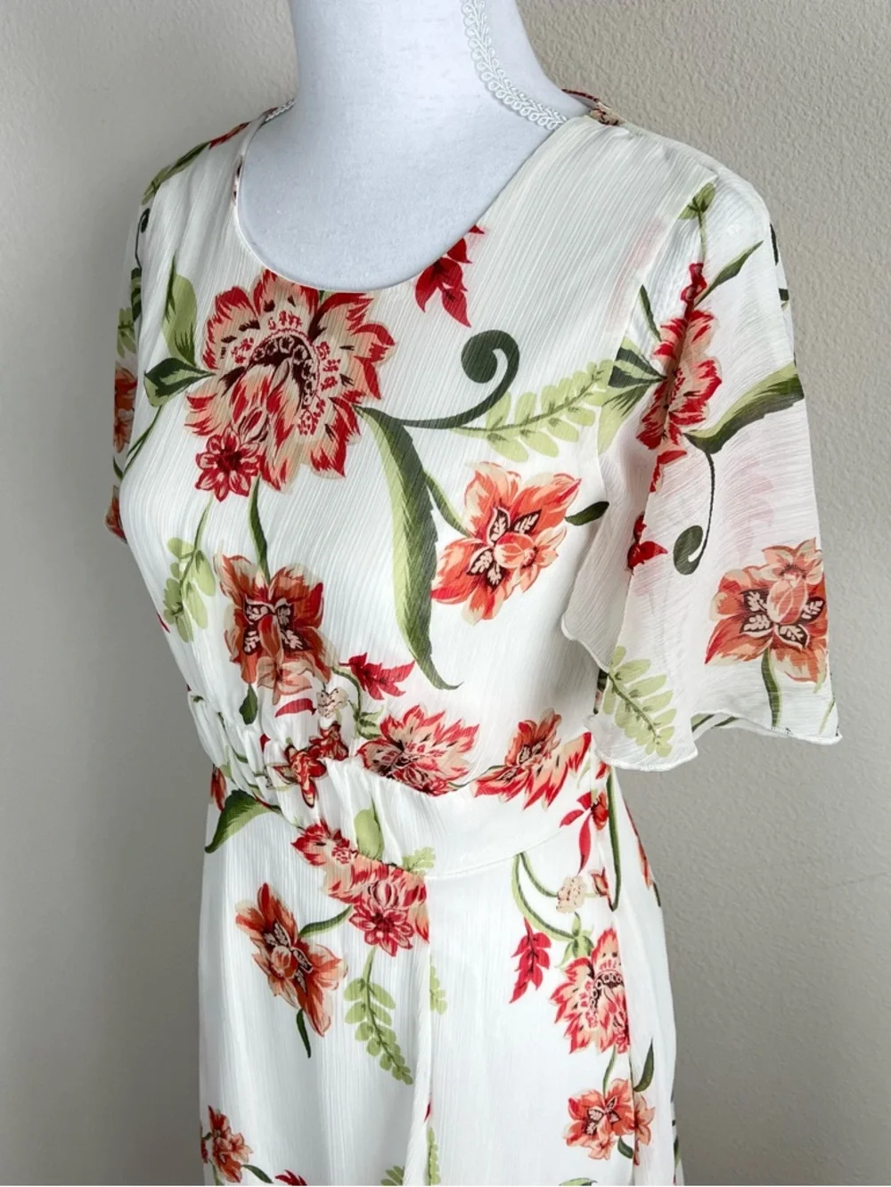 Enfocus Petite Fairy Floral Maxi Dress White Coral Romantic Easter Spring 4P - Picture 2 of 10